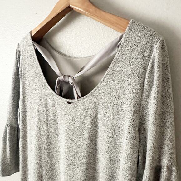 WHBM Gray Super Soft Knit Satin Tie Back Mini Dress women’s size XL - Picture 6 of 11